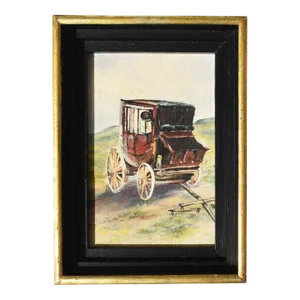 Rectangular Still Life Framed Painting of a Stagecoach