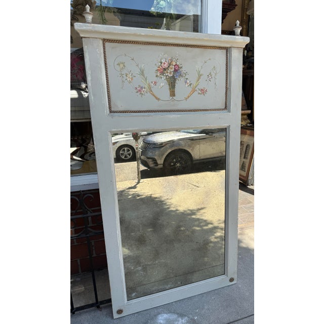 Mid 20th Century Gustavian Swedish Country Hand Painted Trumeau Mirror For Sale - Image 5 of 6