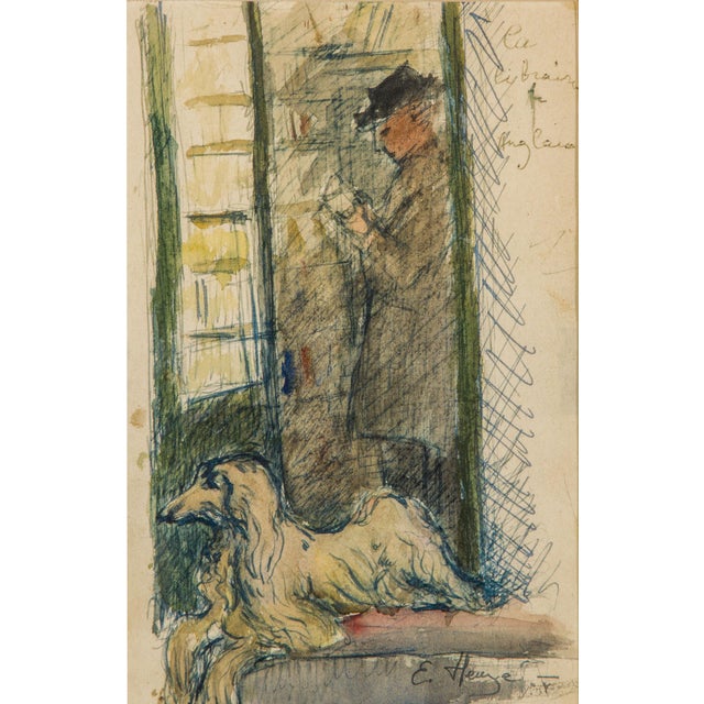 Edmond Heuzé, French Belle Époque Signed Watercolor For Sale - Image 4 of 5