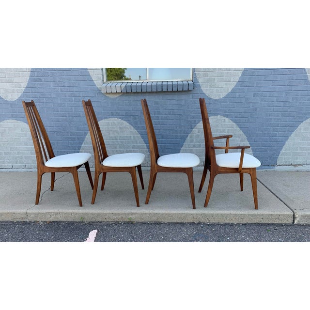 Mid 20th Century Danish Style High Back Walnut Dining Chairs= Set of 4 For Sale - Image 4 of 8