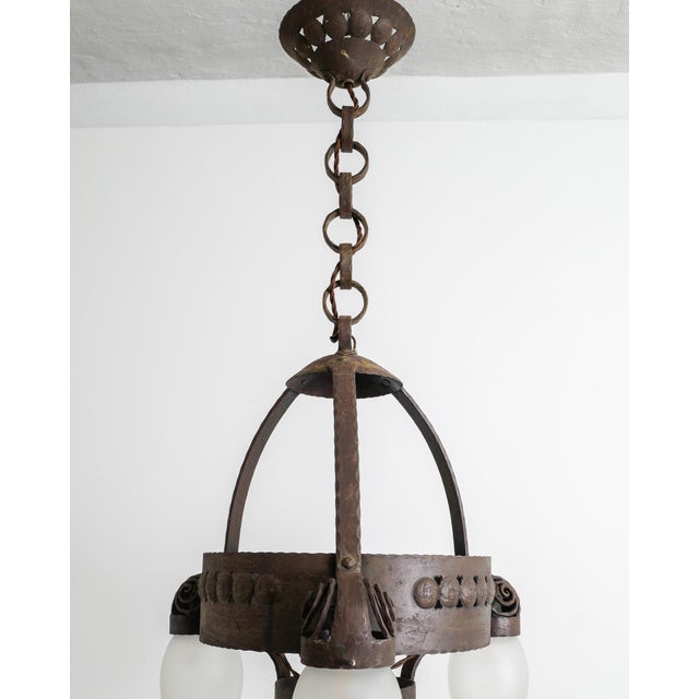 Swedish Modern Pendant Lamp in Iron and Glass by Böhlmarks, 1910s For Sale - Image 4 of 9