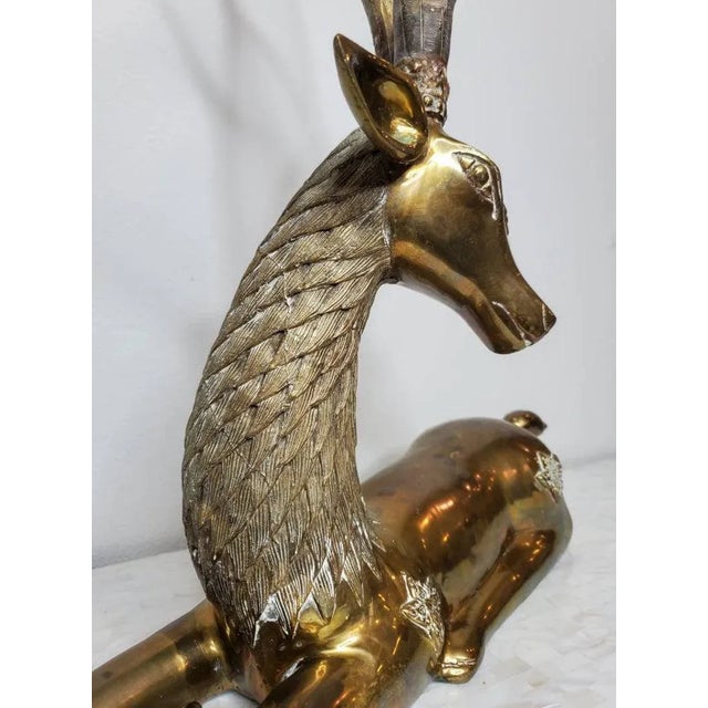 Sarreid Ltd. Huge 1960s/1970s Sarreid Hollywood Regency Brass Stag Deer Statue For Sale - Image 4 of 11