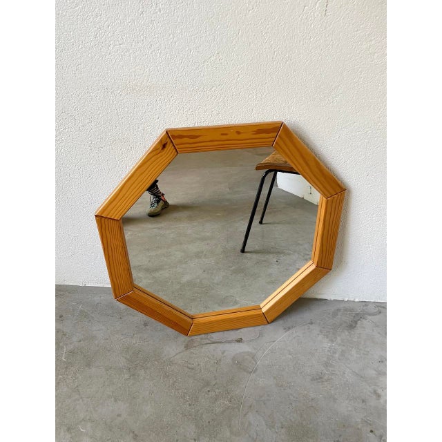 Hexagonal Pine Mirror, 1980s For Sale - Image 11 of 18