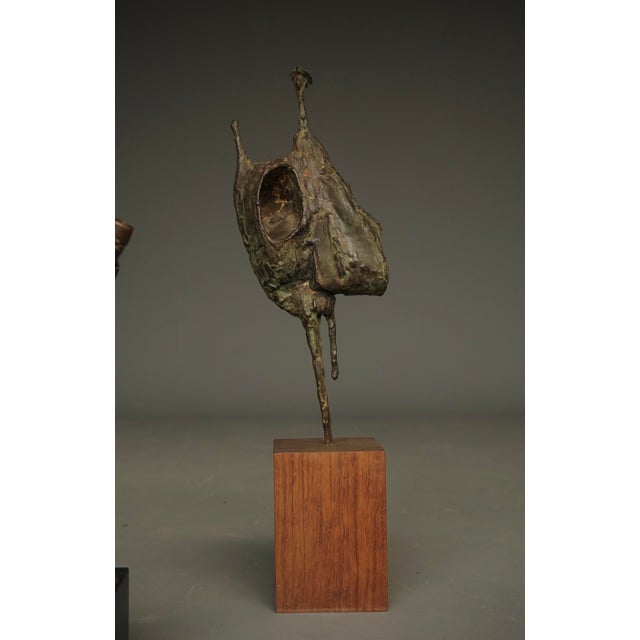 A mid-century bronze sculpture by Dutch artist Jetty Homan. A good example of elegant abstraction and typical her unique...