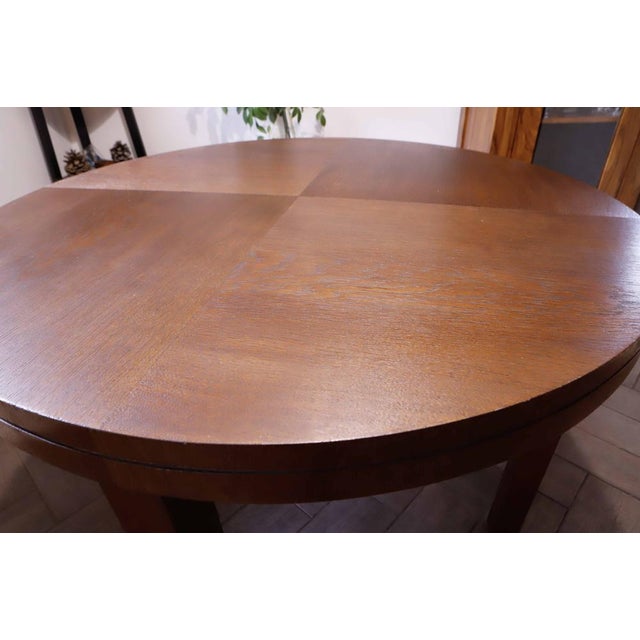 Brown Round Dining Table with Veneered Top, 1960s For Sale - Image 8 of 9