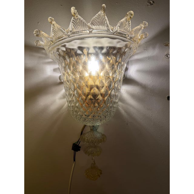 Wall Lighting in Gold Glass Murano by Barovier & Toso, Italy, 1980, Set of 2 For Sale - Image 9 of 10
