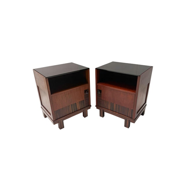 Dutch Art Deco Walnut Nightstands by Max Coini, 1920s, Set of 2 For Sale - Image 10 of 10