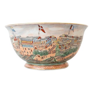 Vintage “Thirteen Factories of Guangzhou” Porcelain Decorative Bowl For Sale