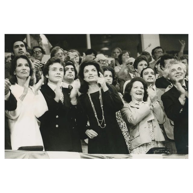 Jackie Kennedy with Family, Black and White Photograph, 1970s For Sale