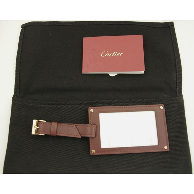 Cartier Cartier Paris Burgundy Calfskin Leather Luggage Tag For Sale - Image 4 of 11