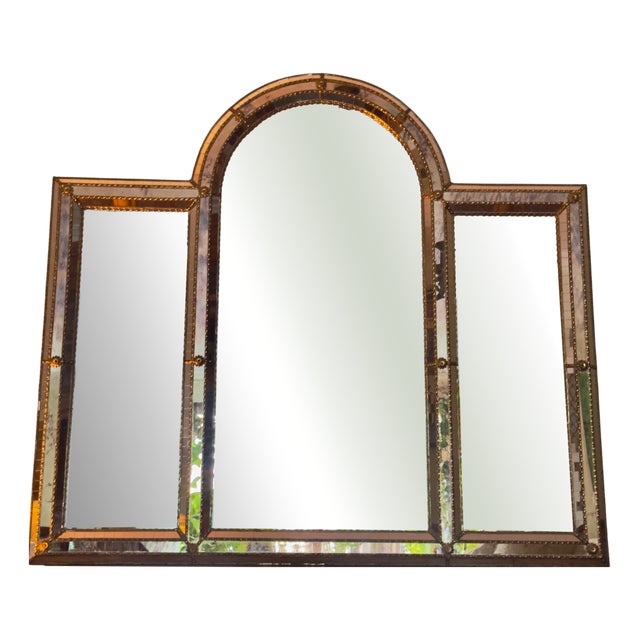 Venetian Hollywood Regency Triptych Mirror, 1950s For Sale