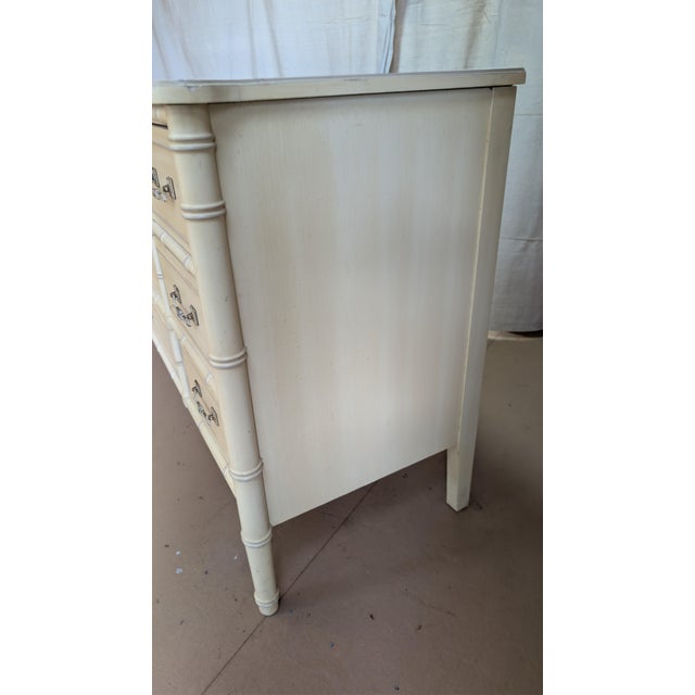 Vintage Henry Link Bali Hai Faux Bamboo 9-Drawer Triple Dresser, Original Finish For Sale - Image 9 of 14