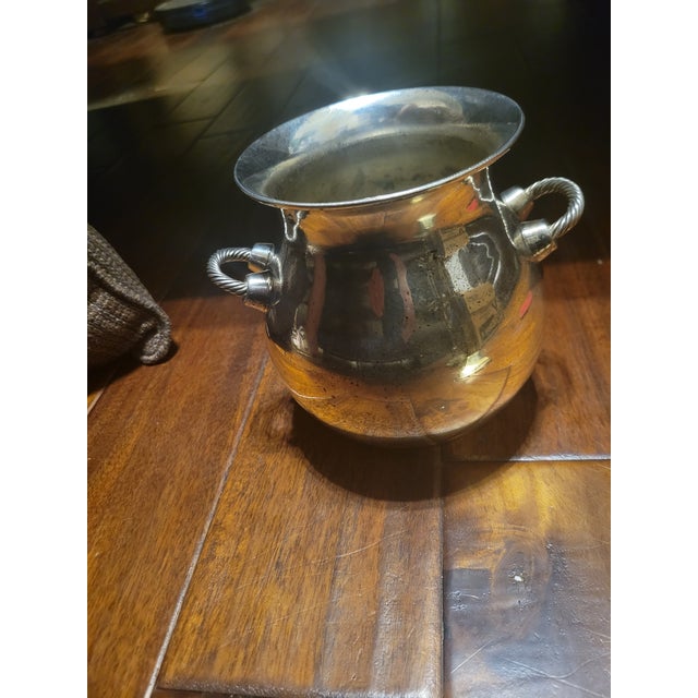 Art Deco Collectible Mbahr Silver Plated Pot With Rope Handles For Sale - Image 3 of 10
