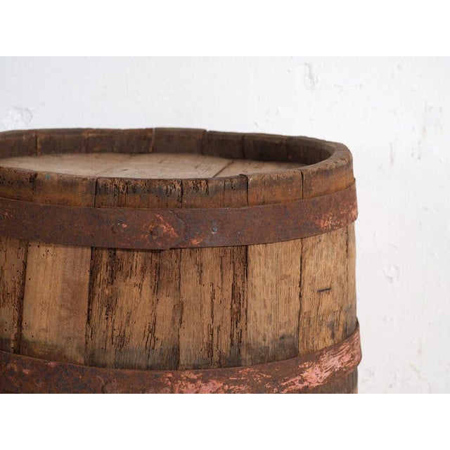 Antique Wooden Barrel with Iron Hoops, Hungary, 1930 For Sale - Image 4 of 8