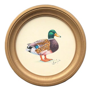 Original Hand-Painted Mallard Painting, Framed For Sale