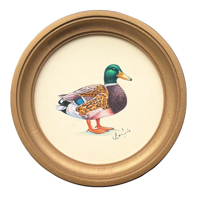 Original Hand-Painted Mallard Painting, Framed For Sale