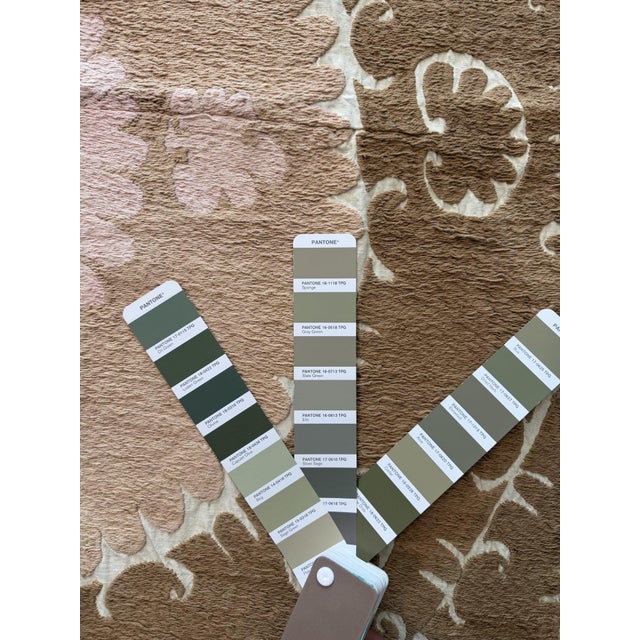 Tan Suzani Embroidery Wall Decor — Neutral Tan Asian Embroidery For Sale - Image 8 of 8