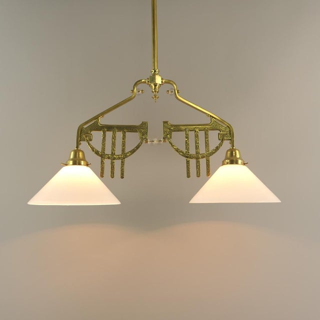 Art Deco Viennese Brass Hanging Lamp, 1920s For Sale - Image 11 of 18
