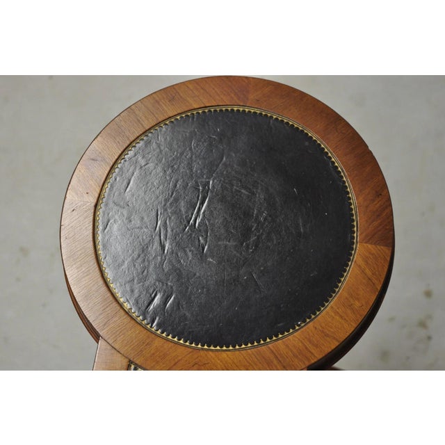 Vintage Weiman Heiroom French Empire Regency Style Black Leather Top Side Table For Sale - Image 10 of 17