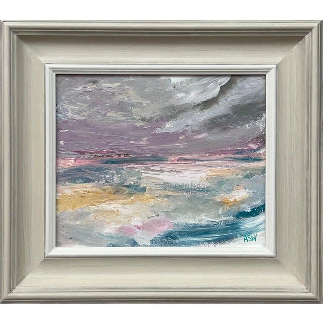 Ethereal Horizon - Dreamlike Abstract Sea Landscape Art by Contemporary Artist, 2024, Framed For Sale