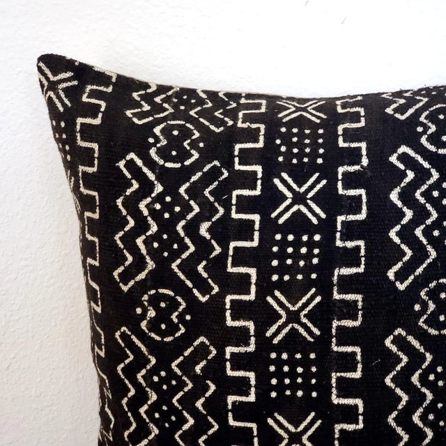 Mid-Century Modern Black Mudcloth Pillow Cover For Sale - Image 3 of 4