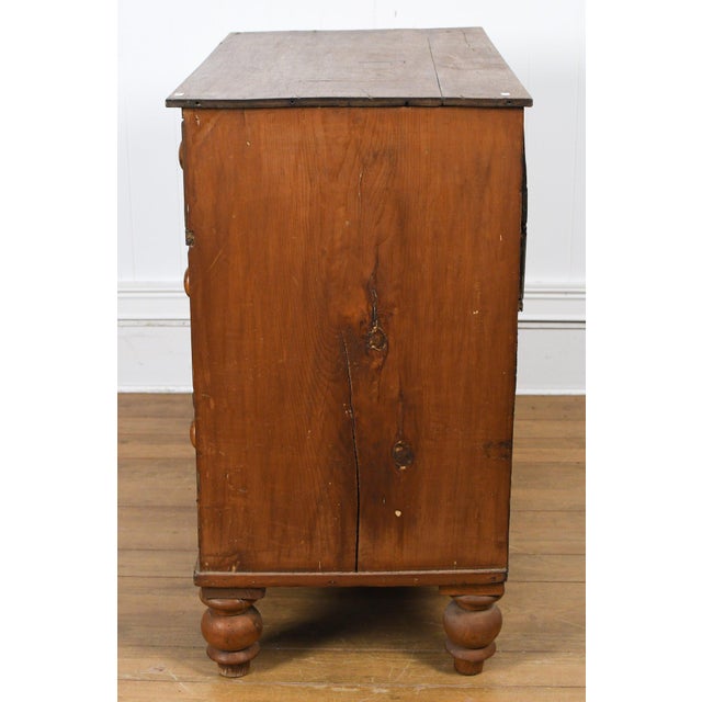 Wood English Pine Chest of Drawers With Turned Feet, 19th Century For Sale - Image 7 of 9