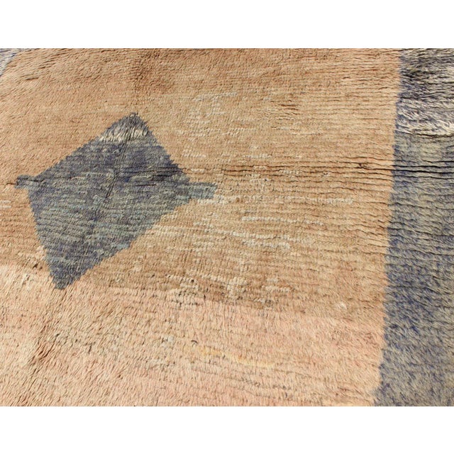 Mid 20th Century Modern & Minimalist Design Turkish Vintage Tulu Rug in Light Taupe & Gray Blue For Sale - Image 4 of 12