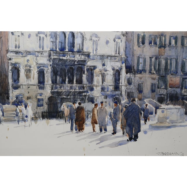 2000 - 2009 Jeffrey Harpham “A Meeting at Campo Maria Formosa” 2003 Venice Watercolor For Sale - Image 5 of 14