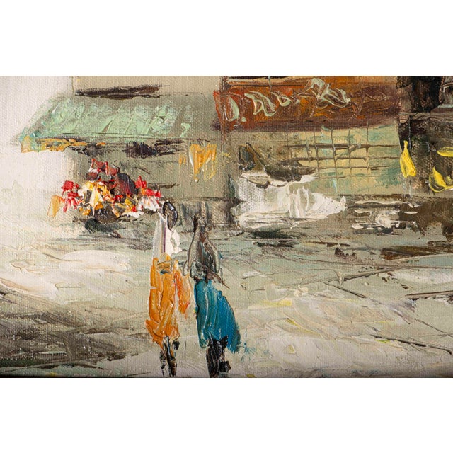 Traditional Vintage Impressionist European Street Scene Oil Painting in Ornate Gilt Frame For Sale - Image 3 of 12