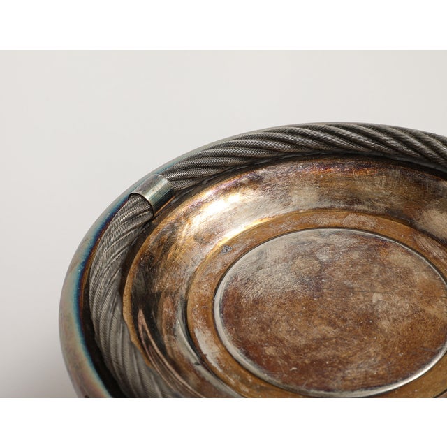 Metal Vintage Christofle Silver Plated Dish With Rope Border For Sale - Image 7 of 7