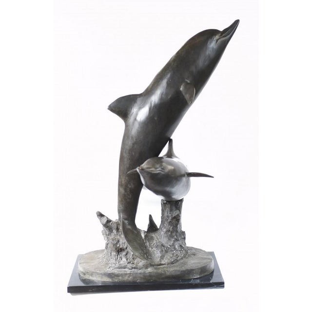 Vintage Bronze Dolphin Statue For Sale - Image 14 of 14