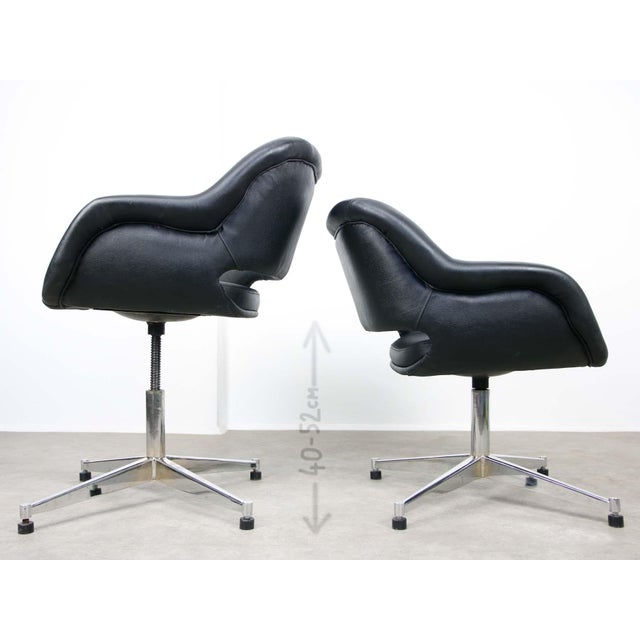 Vintage Italian Black Leatherette and Chrome Swivel Chair, 1970s For Sale - Image 16 of 18