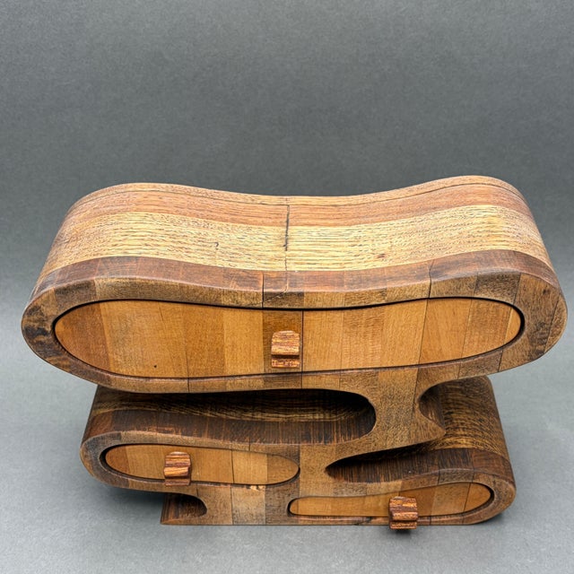 Mid 20th Century Vintage MCM Sculptural Oak Bandsaw Box With Three Drawers For Sale - Image 5 of 9