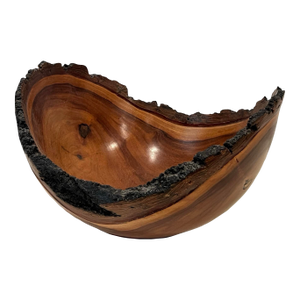 Natural Edge Milo Wood Centerpiece Bowl Hawaii 13"l X 8"h Signed