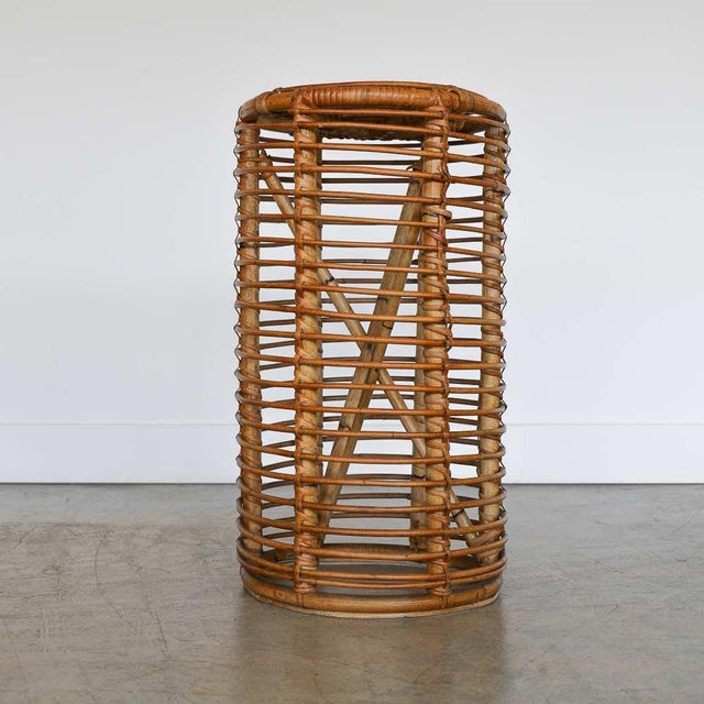 Italian 1960s Italian Rattan Stool by Tito Agnoli For Sale - Image 3 of 9