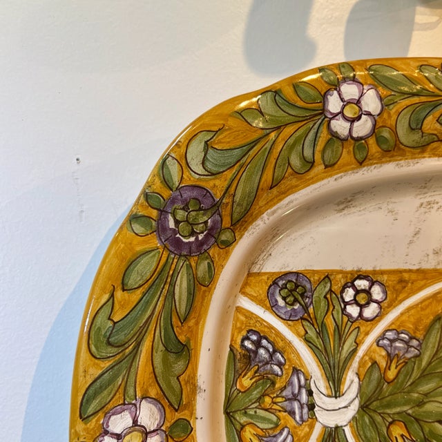 1990s Italian Hand Painted Oval Shape Ceramic Wall Plate For Sale - Image 5 of 12