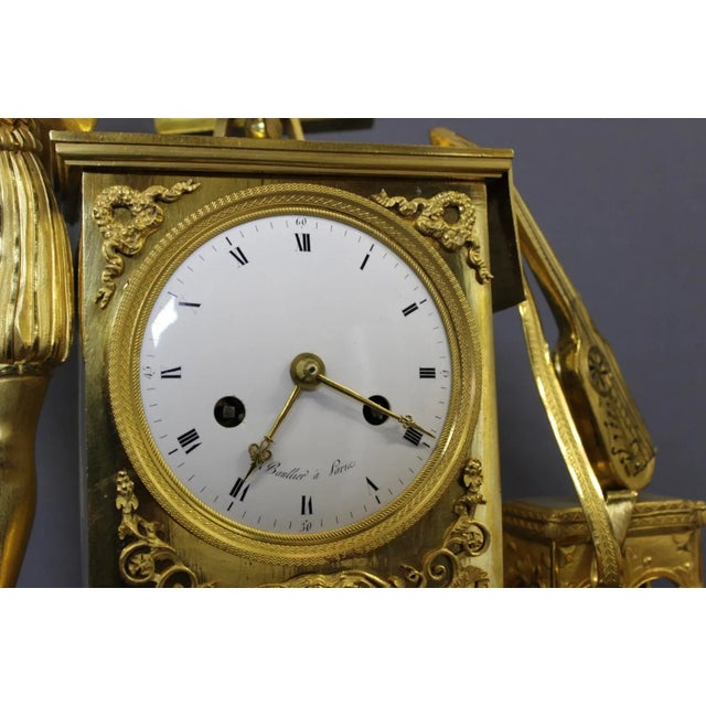 Charles X Gilt Bronze Troubadour Clock For Sale - Image 6 of 15