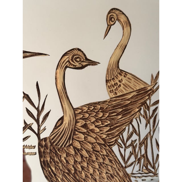 Vintage 1980s Sharon Concept by Reliable Mfg. Co. Gold Etched Crane & Bamboo Wall Mirror — Chinoiserie Style For Sale - Image 12 of 12
