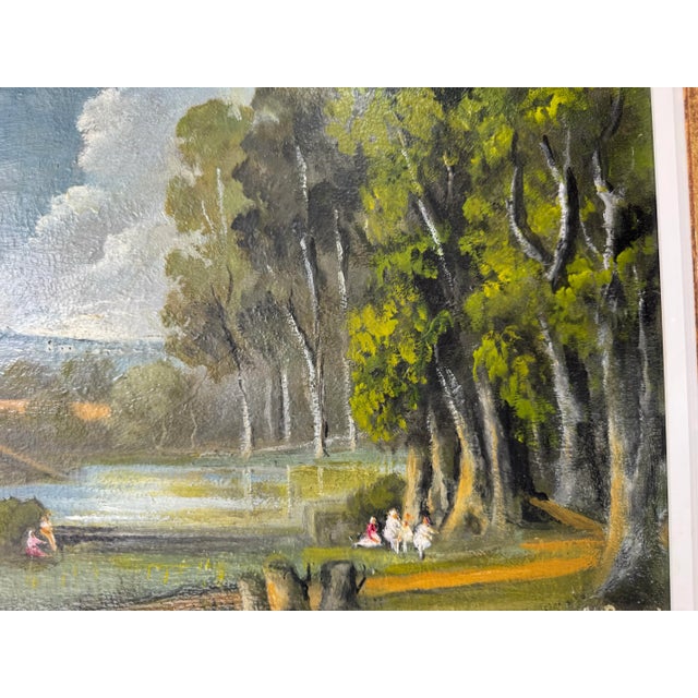 Abstract 1976 French “Le Lac” Impressionist Landscape Oil on Canvas Painting by M. Roche, Framed/ Sold For Sale - Image 3 of 12