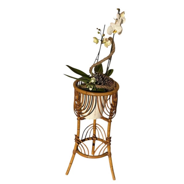 French Rattan Flower Holder, 1960s For Sale - Image 3 of 12