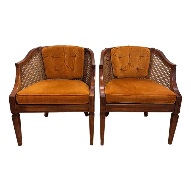 Vintage Early American Cane Back Chairs (Pair) For Sale