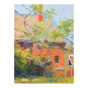 Late 20th Century Plein Air Impressionist Cottage Painting