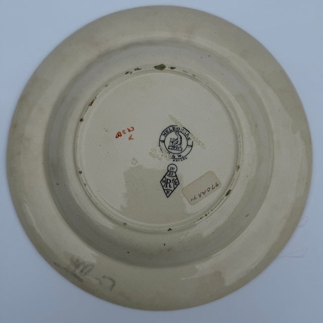 Late 19th-Century English Staffordshire Transferware Plate – With Hand Colored Luster Paint. Part of the "Melbourne"...