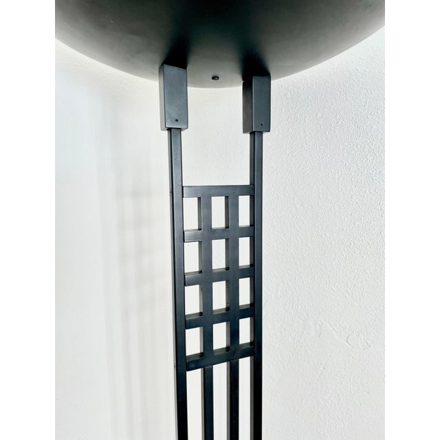 Postmodern 1987 Robert Sonneman for George Kovacs Black Torchiere Floor Lamp For Sale In Sacramento - Image 6 of 12