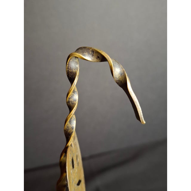 18th C Rare Museum Grade Antique Brass Double Crusie Phoebe Lamp Huge 8.5" Pierced Backplate Marked For Sale - Image 9 of 16