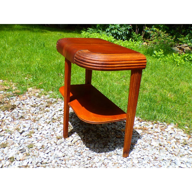 Vintage Art Deco Waterfall End Table Demilune Tripod Stand For Sale - Image 4 of 16