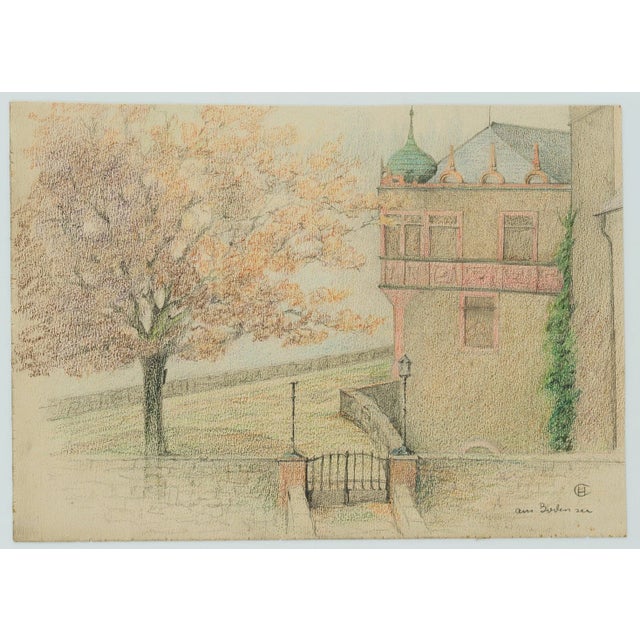 Hans Christiansen (1866 Flensburg - 1945 Wiesbaden): Historic villa on Lake Constance, c. 1920, PencilTechnique: Pencil...