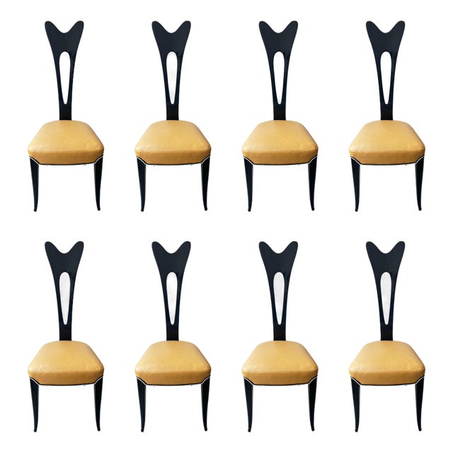 Set of 8 MCM Dining Chairs in the Style of Umberto Mascagni For Sale