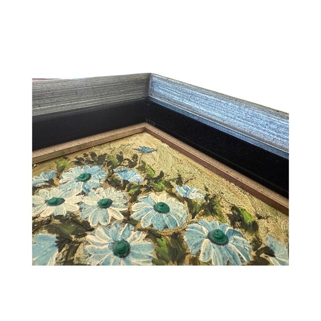 Vintage Impasto Floral Still Life With Painted Frame Velvet Liner For Sale In West Palm - Image 6 of 7
