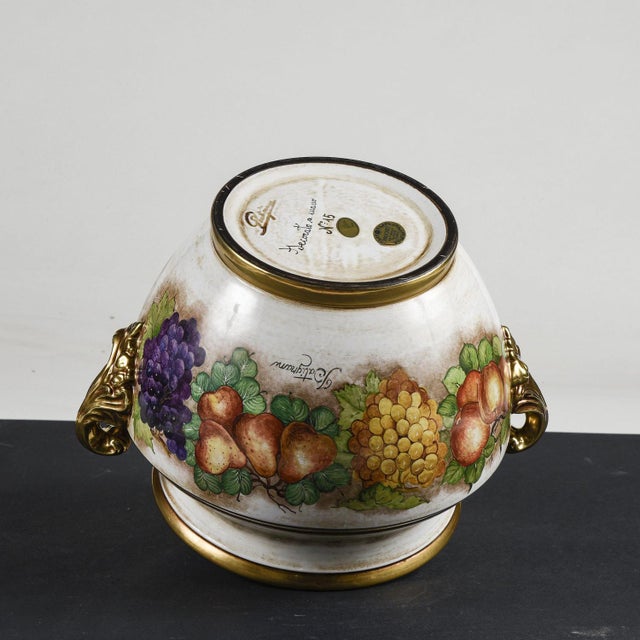 Gold Hand-Decorated Ceramic Cache Pot by Batignani Prochet Torino For Sale - Image 8 of 10